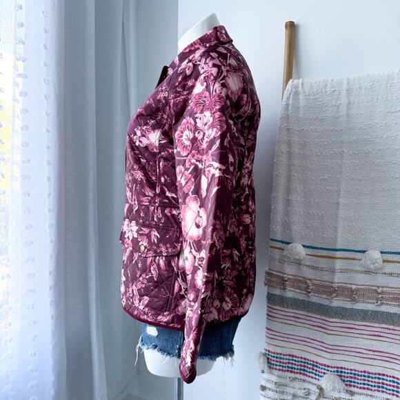 Talbots Splendid Floral Purple Lightweight Quilted Barn Jacket Women’s Large - Picture 3 of 10